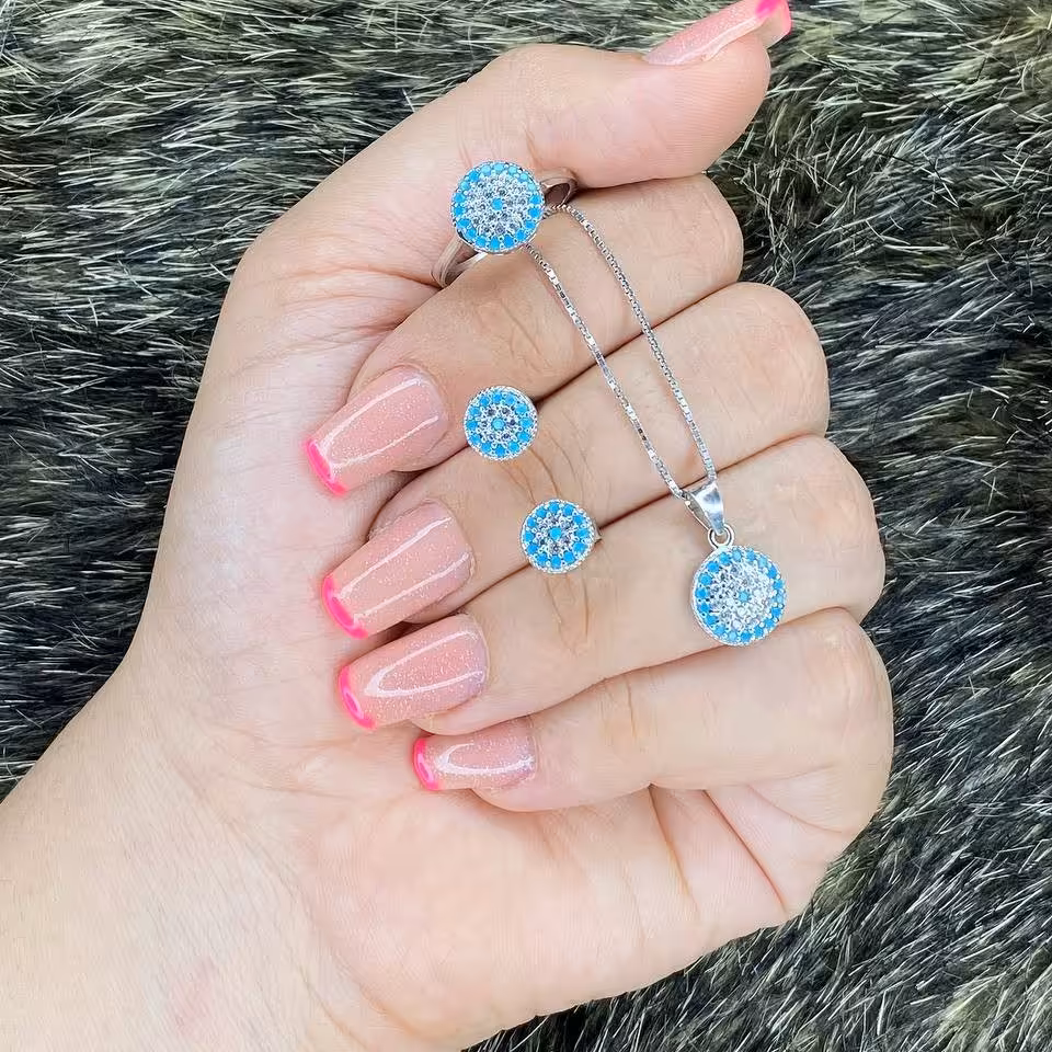 نیم ست چشم نظرنقره 