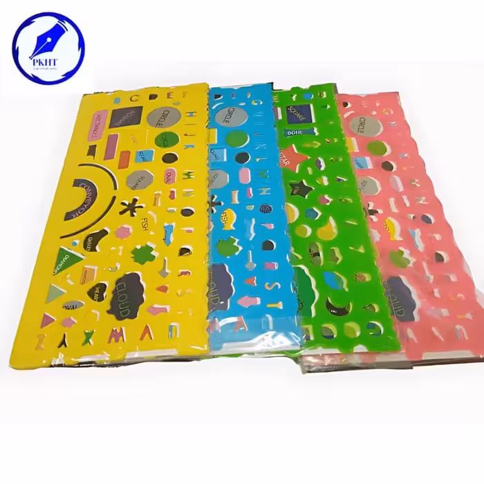 خط کش ژله ای اشکال دو تیکه 20 سانت بسته 12 عددی