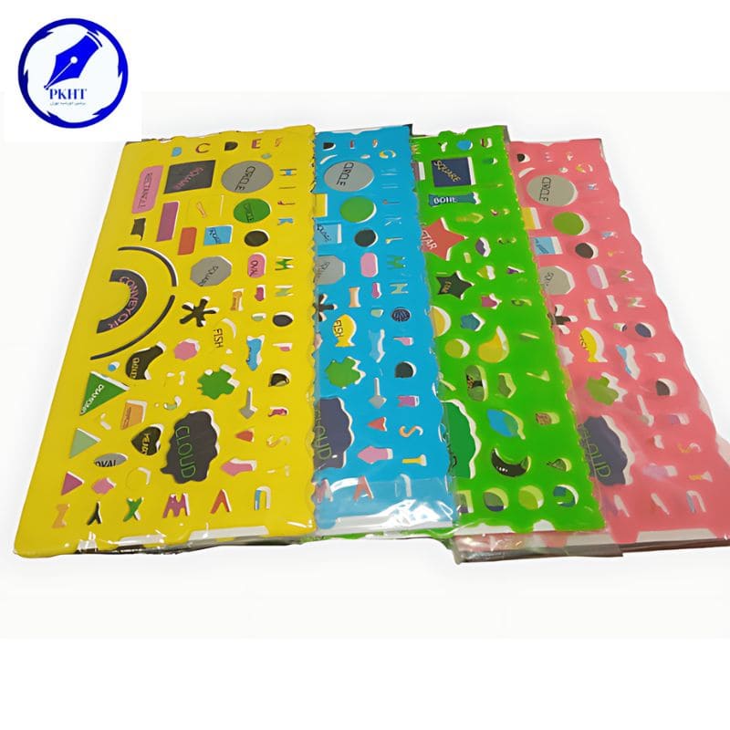 خط کش ژله ای اشکال دو تیکه 20 سانت بسته 12 عددی
