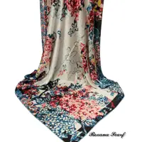روسری کشمیری صدفی با حاشیه آبی