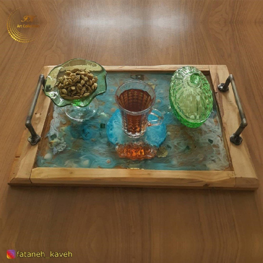 سینی چوبی تزئینی ( دریای آرام ) در ابعاد 45*28*3 سانتیمتر