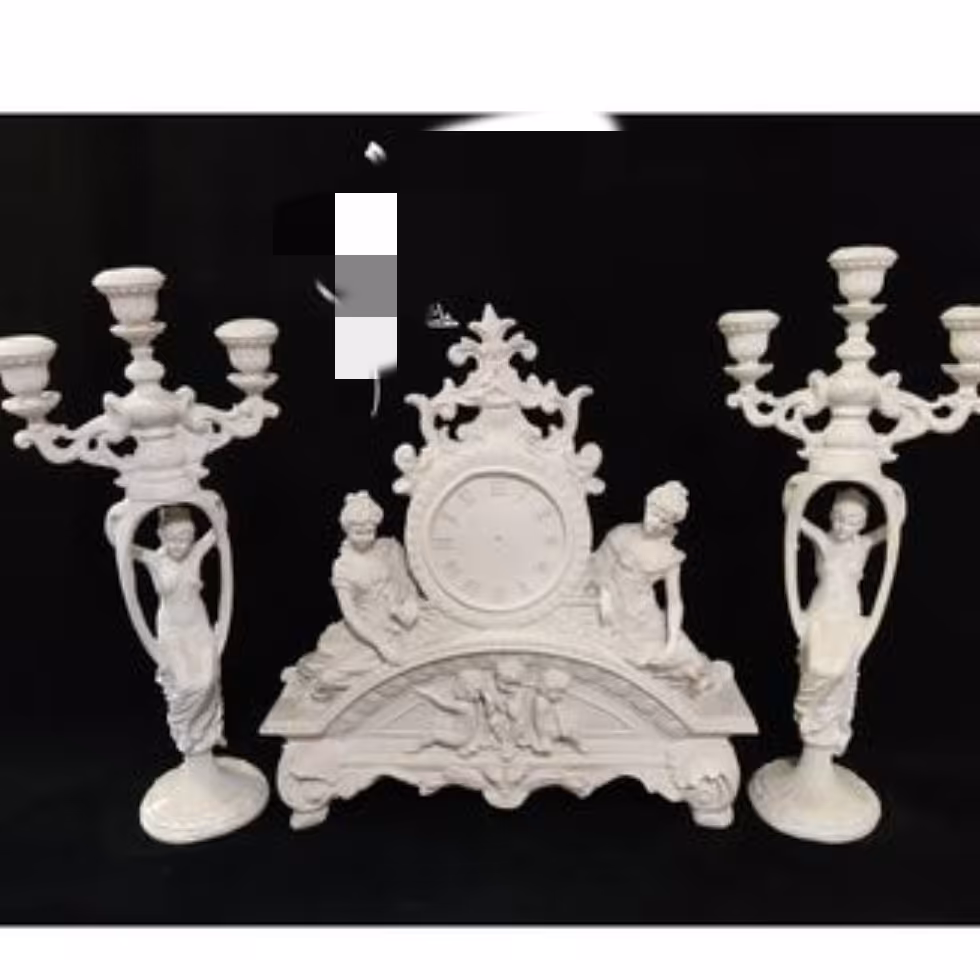 ست ساعت و شمعدان پلی استر خام