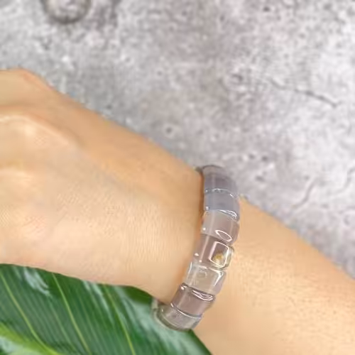 دستبند عقیق خاکستری ریز