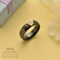 انگشتر استیل زنانه مشکی با قلب گلد گالری شمرون مدل RNG621BX