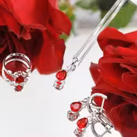 نیم ست نقره با سنگ قرمز دونه انار ظریف و شیک کد 3104