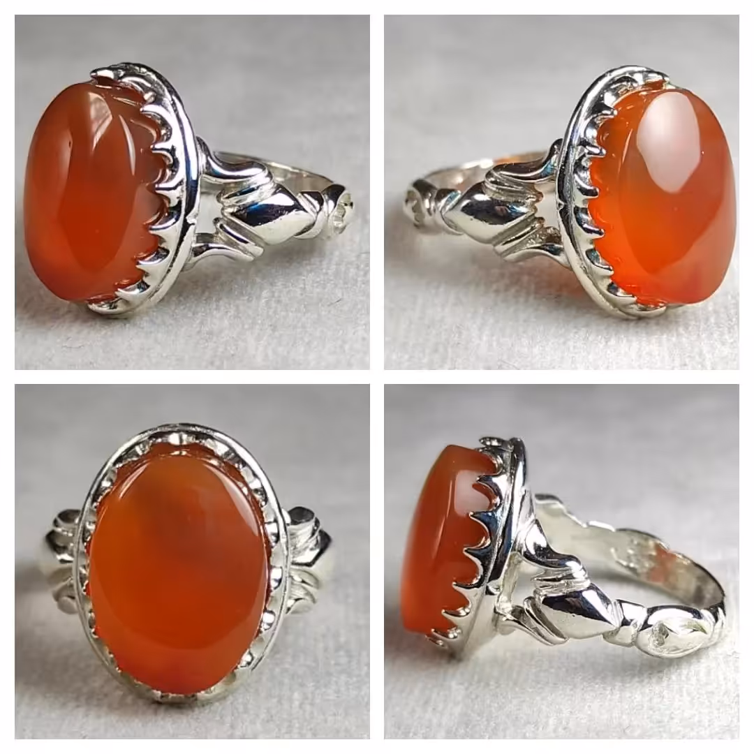 انگشتر مردانه نقره عیار 925 با نگین عقیق یمنی مردانه