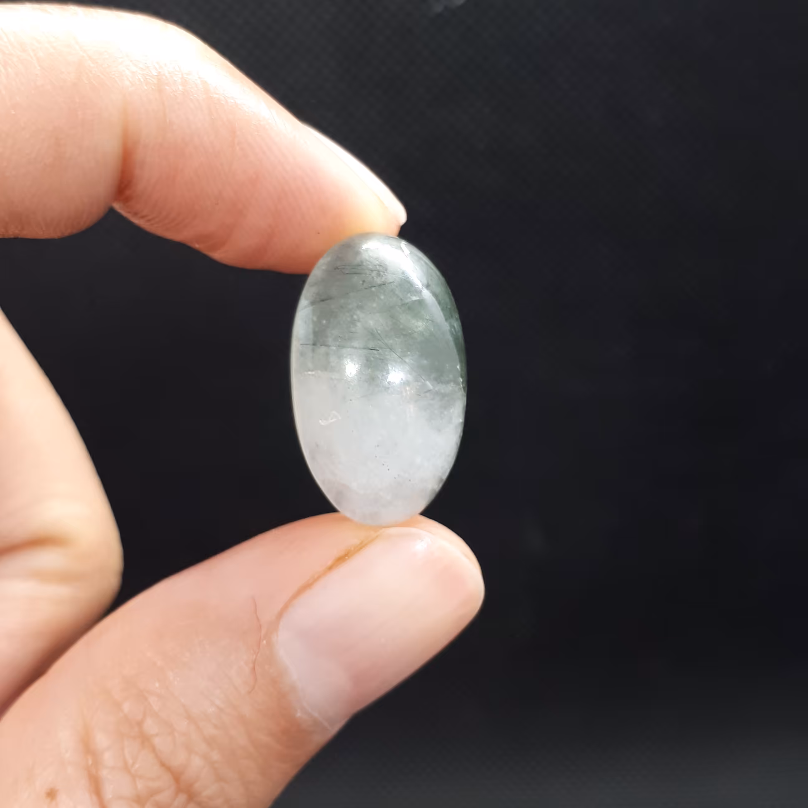 نگین عقیق کوارتز سبز و سفید