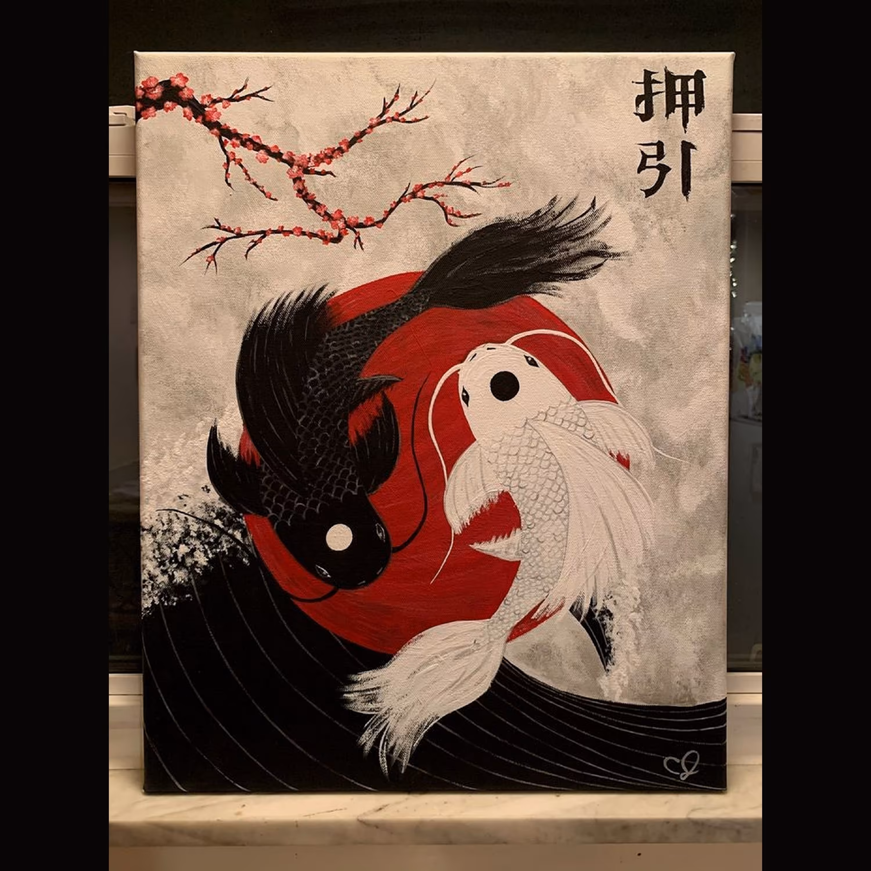 تابلو نقاشی  طرح  ماهی (ابعاد 30 در 40)