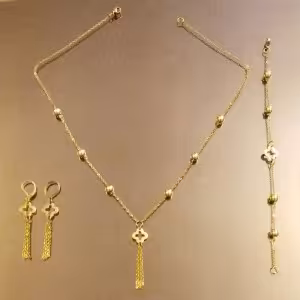 نیمست استیل طرح طلا زنجیر توپی و پلاک ونکلیف