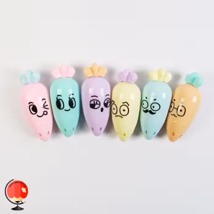 ماژیک هایلایتر فانتزی طرح هویج رنگی 6 رنگ