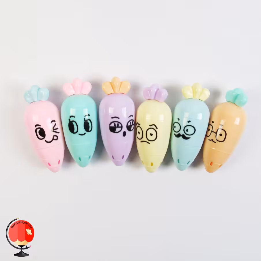 ماژیک هایلایتر فانتزی طرح هویج رنگی 6 رنگ