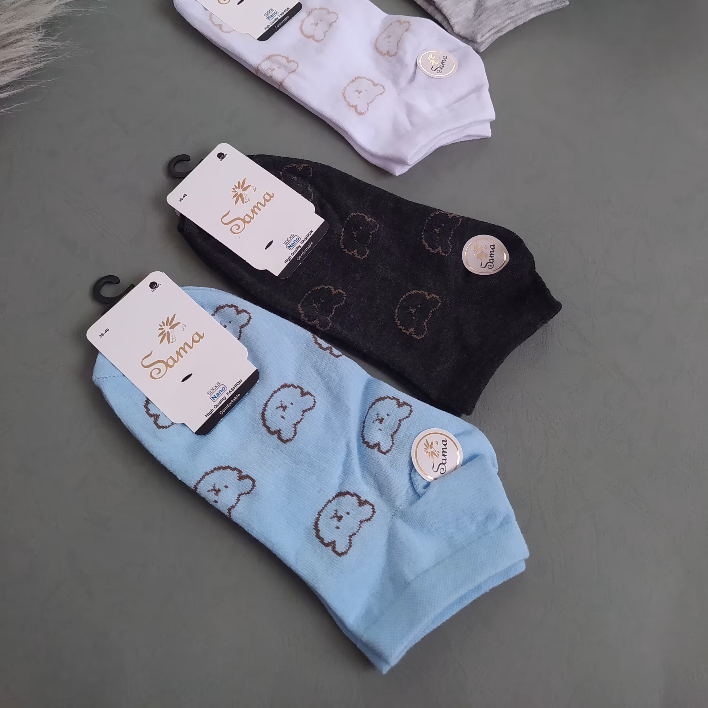 جوراب ساق کوتاه طرح خرسی 