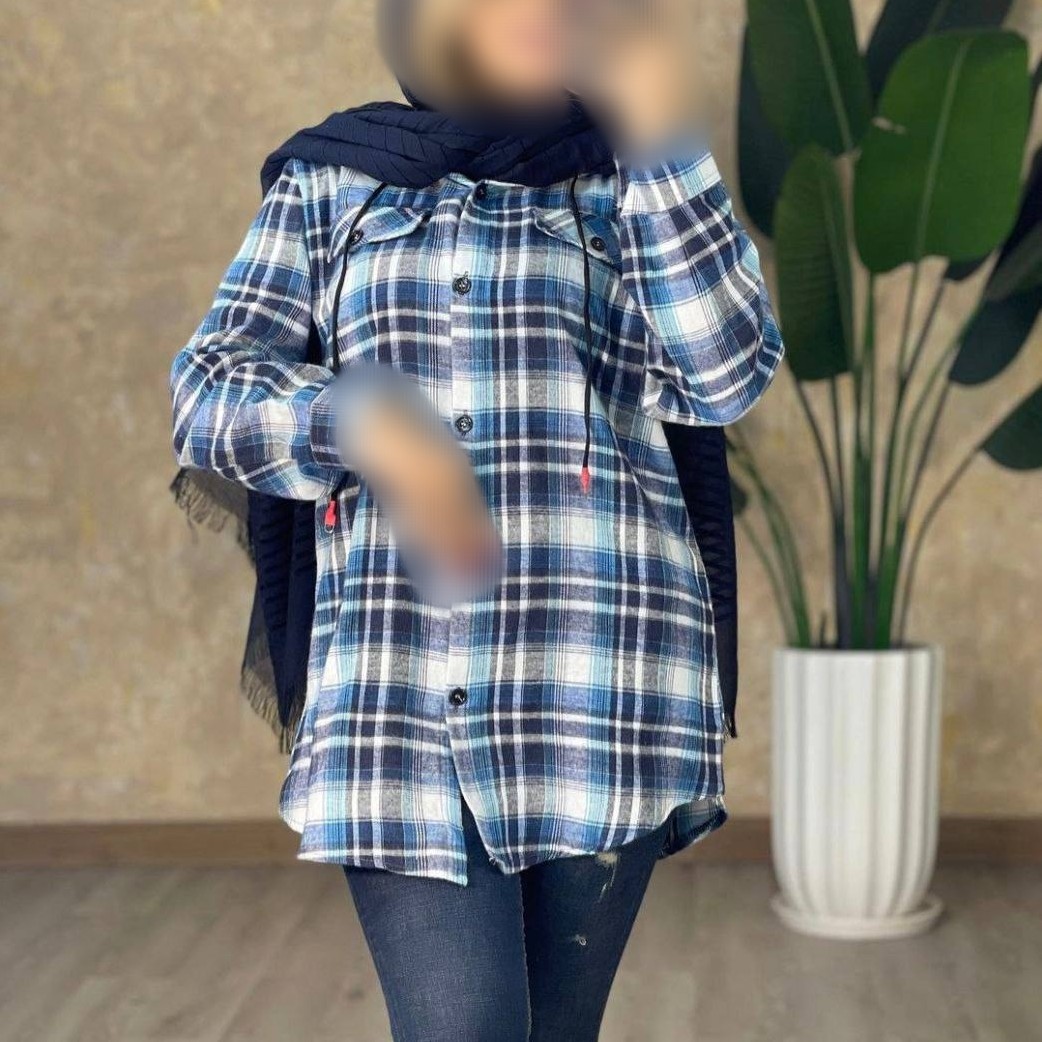 مانتو چهارخونه پشمی کلاهدار کد5