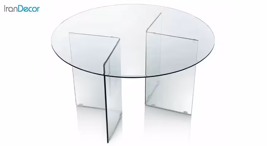 میز ناهار خوری گرد شیشه ای  خم مدل یاسی