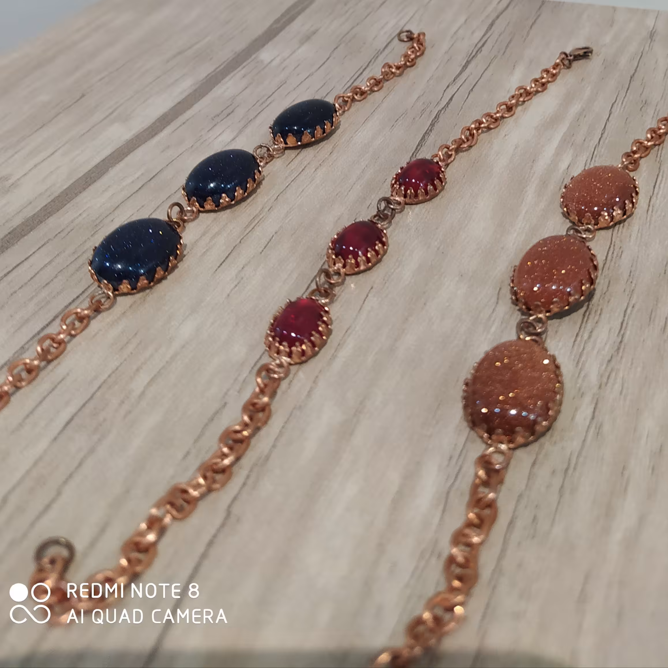 بسته 3 تایی دستبند سه سنگ مسی با سنگ دلربا