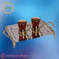 سینی پذیرایی استیل طرح غدیر پایه دار کوچک(طلایی)