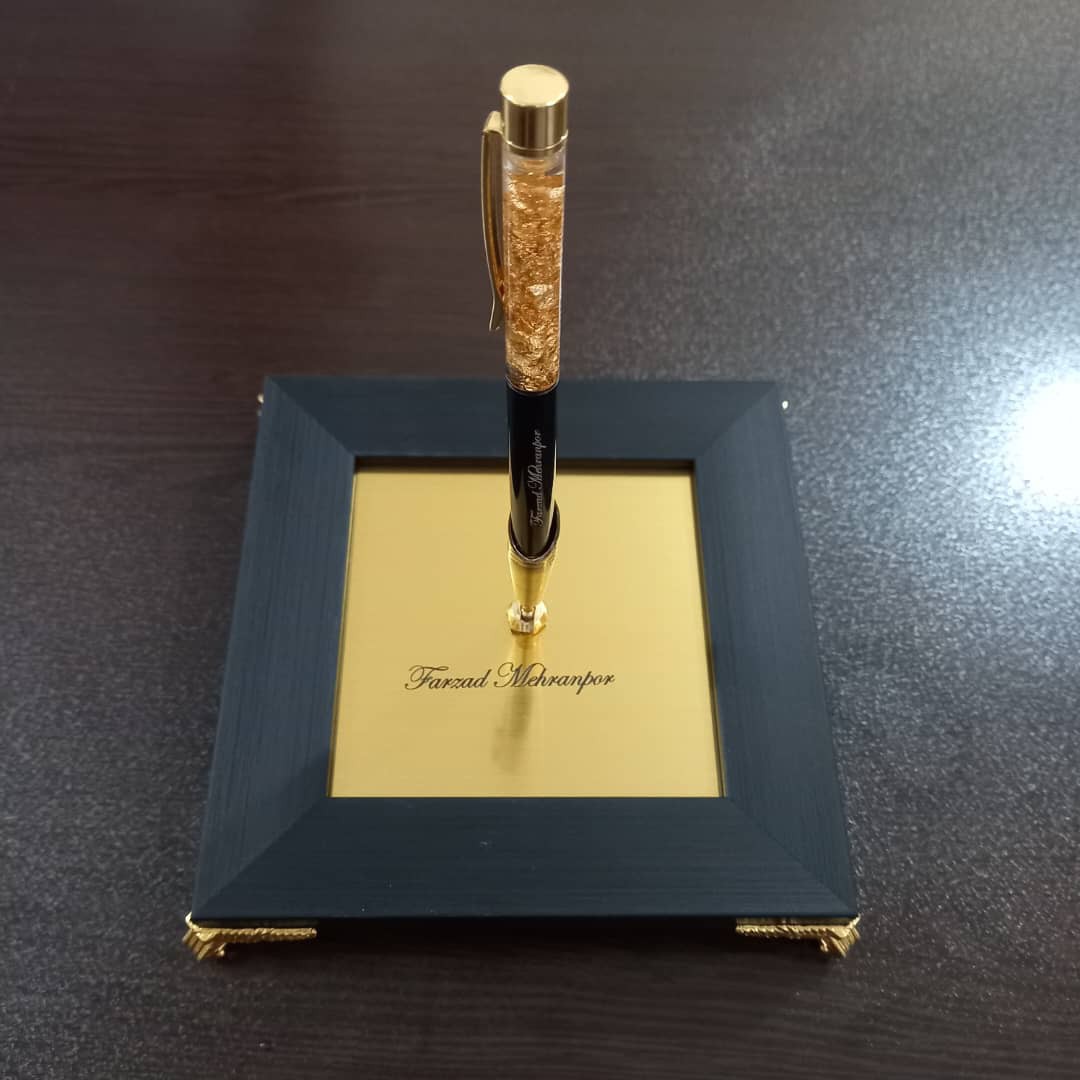 خودکار روکش طلا  با پایه رومیزی فرشته با شناسنامه