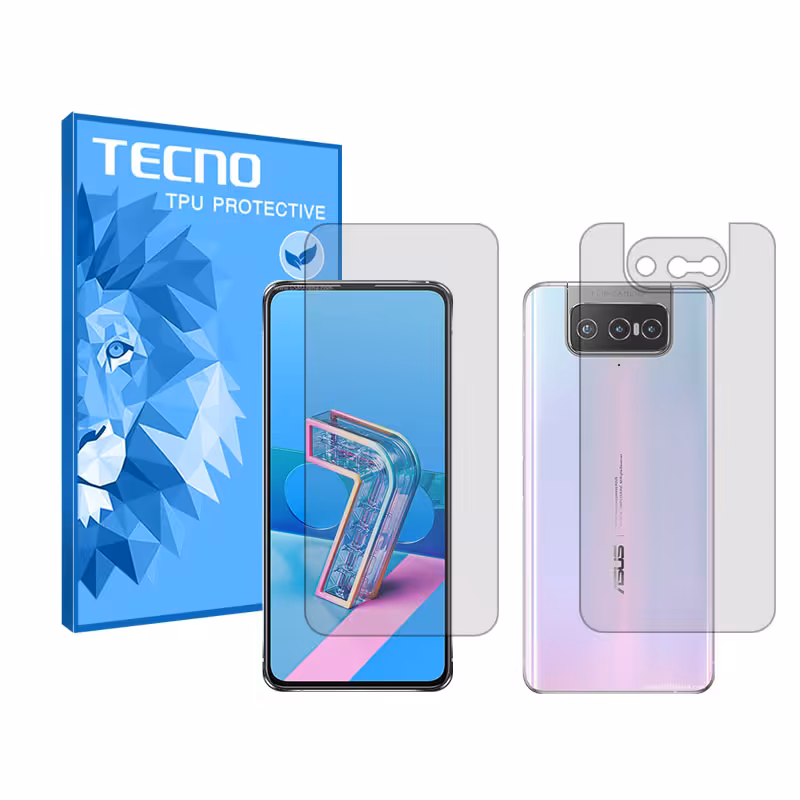 گلس صفحه نمایش و پشت گوشی ایسوس Zenfone 7 مدل شفاف برند تکنو کد SS