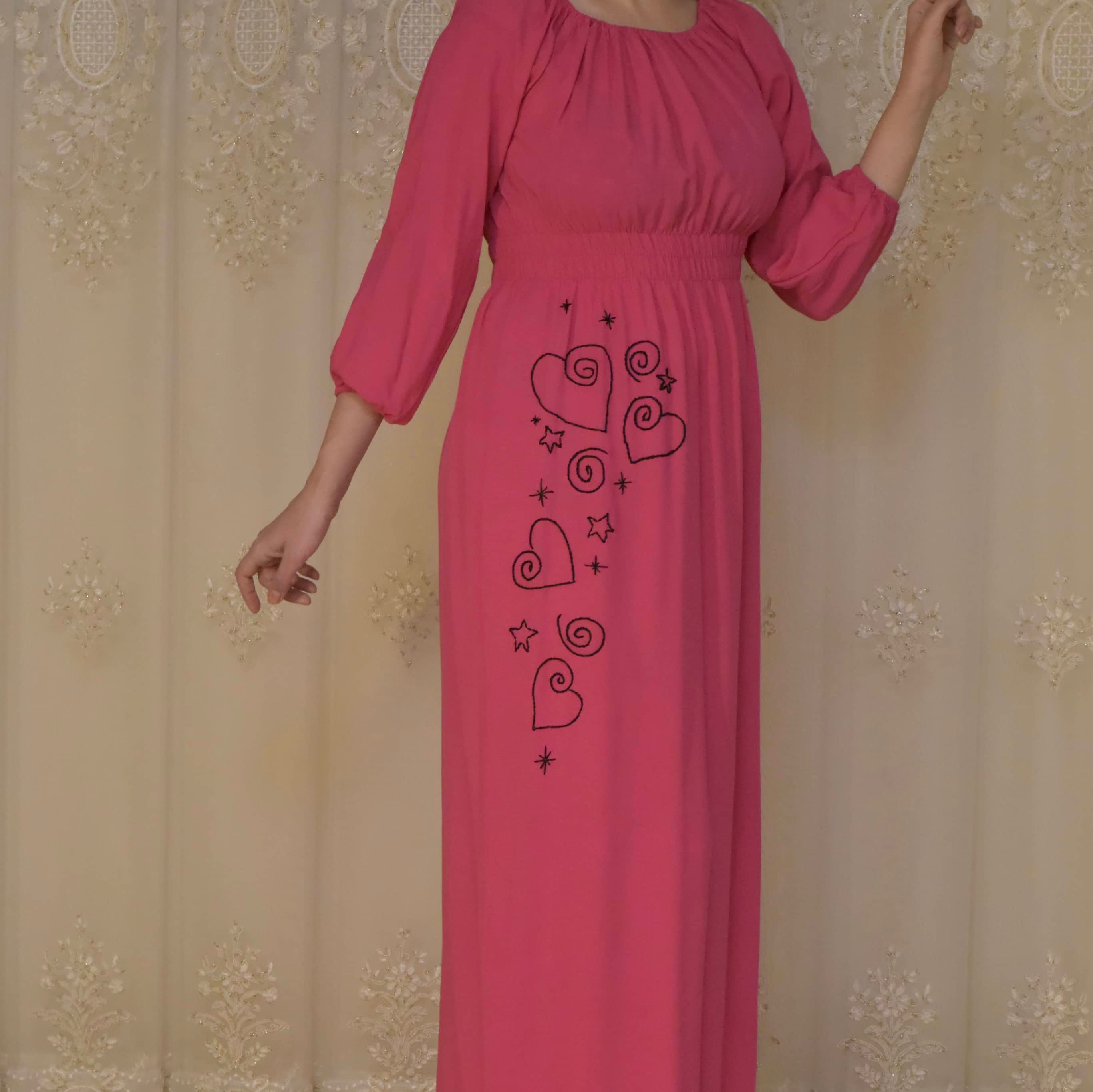 پیراهن نخی ساحلی گلدوزی شده