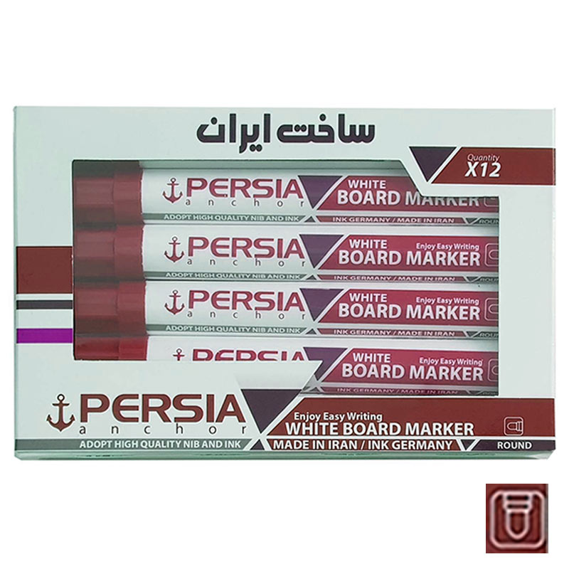 ماژیک وایت برد پرشیا نوک گرد قرمز بسته 12 عددی – قیمت و خرید | برایتو