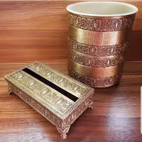 سطل و دستمال ترمه (سطل زباله _ جای دستمال _ پذیرایی _ آنتیک)