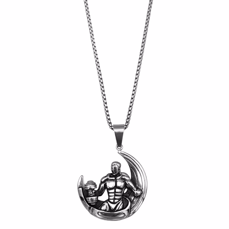 گردنبند استیل فیگور مدل جلو بازو تک دست Moon 78020