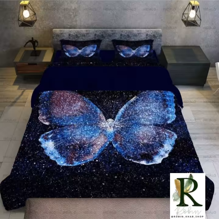 روتختی دونفره سه بعدی هشت تکه طرح پروانه تخفیف ویژه 