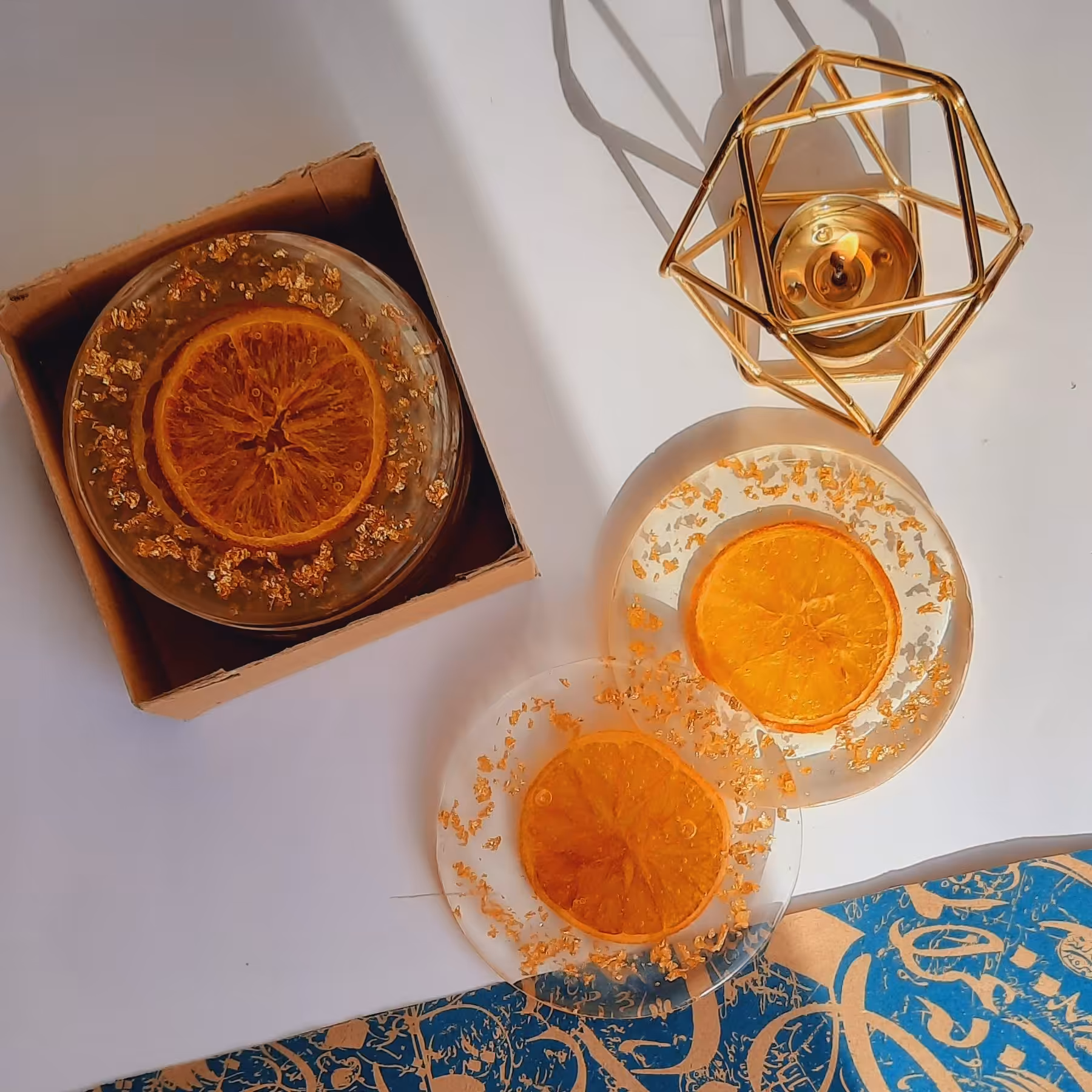 زیرلیوانی پذیرایی  طرح پرتقالی سایز 10 نشکن و قابل شستشو