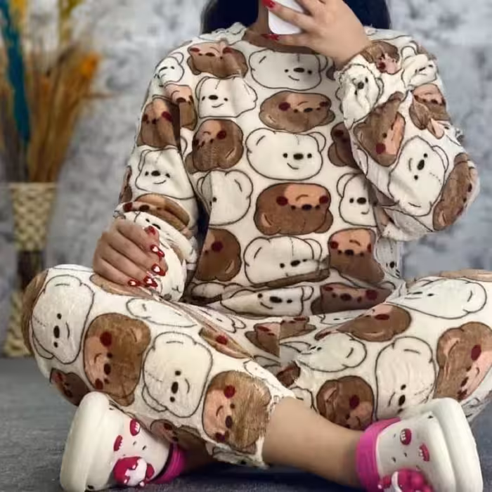 بلوز شلوار تدی طرحدار 