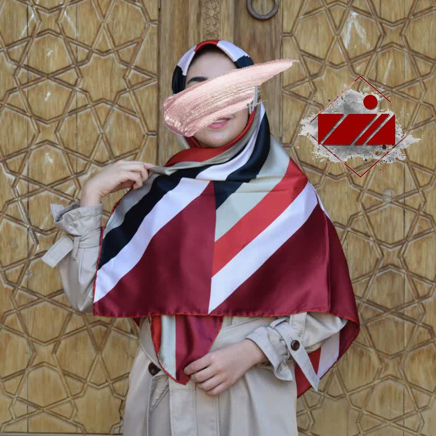 روسری دور دست دوز قواره 120 زرشکی