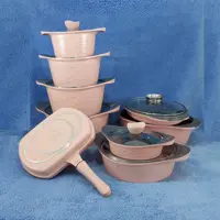 سرویس قابلمه گرانیتی 17 پارچه راکلند صورتی ROCKLAND با ضمانت 18 ماهه