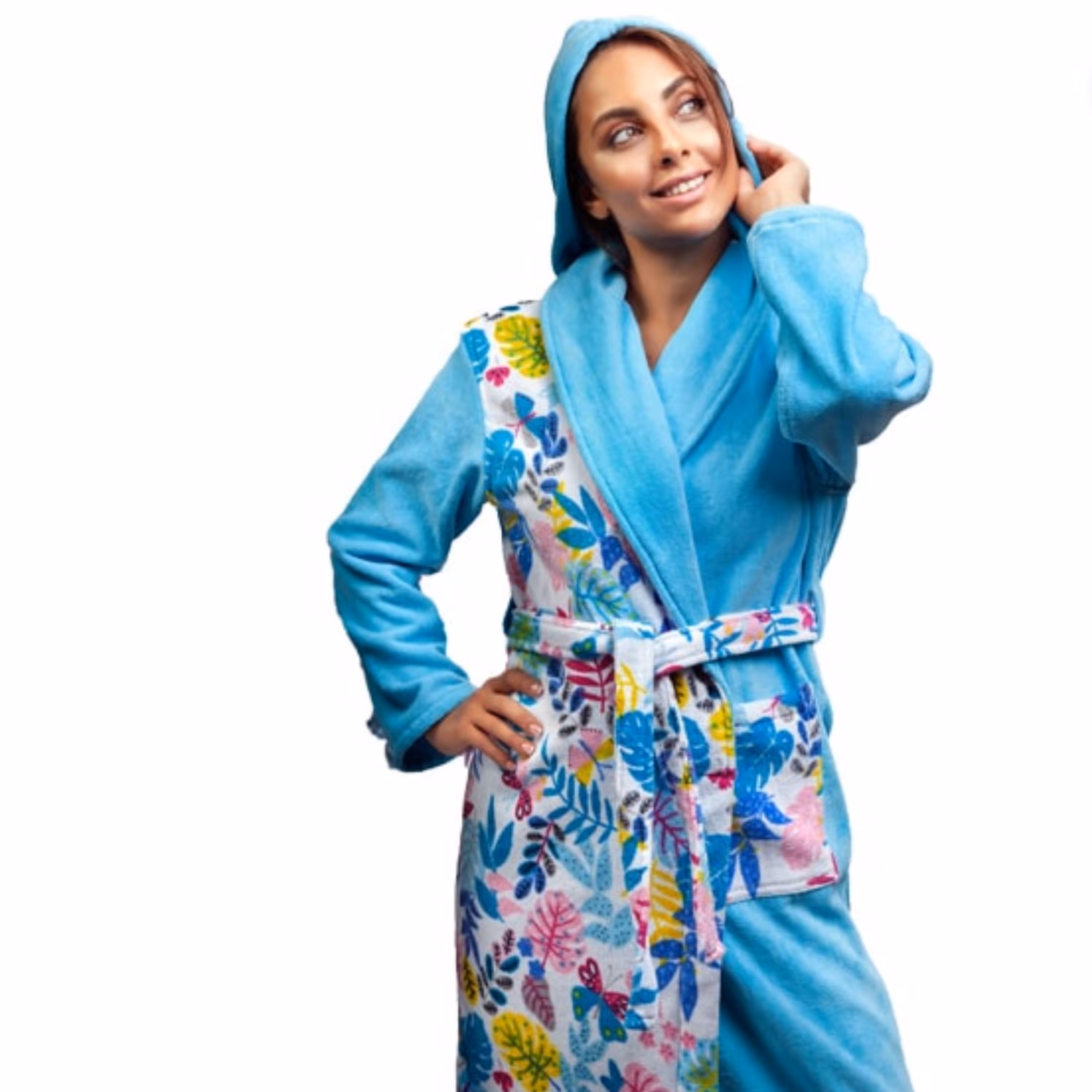 حوله تنپوش پودایران طرح گلبرگ آبی سایز اسمال (105) 100درصد پنبه و ضد حساسیت