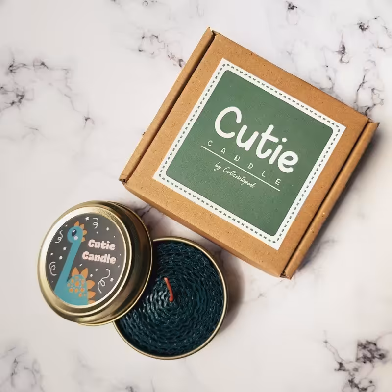 شمع قوطی فلزی شمع دایناسور شمع زیبا  شمع عطری شمع سبز 