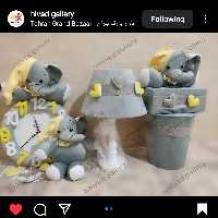 سطل زباله بهمراه جادستمال و ساعت و اباژور طرح فیل نانان مخمل