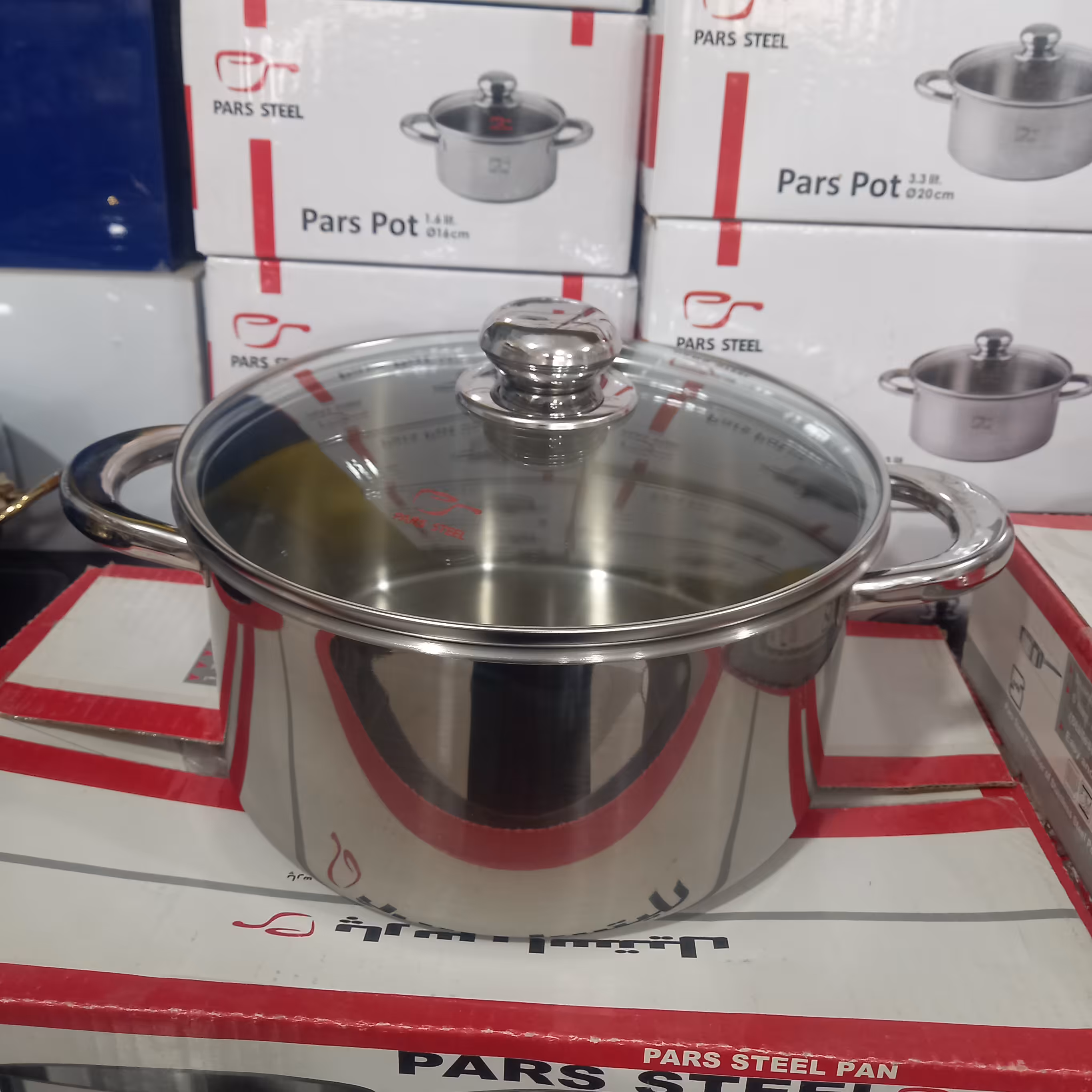 قابلمه ی پارس استیل درب شیشه ای  ارسال رایگان 