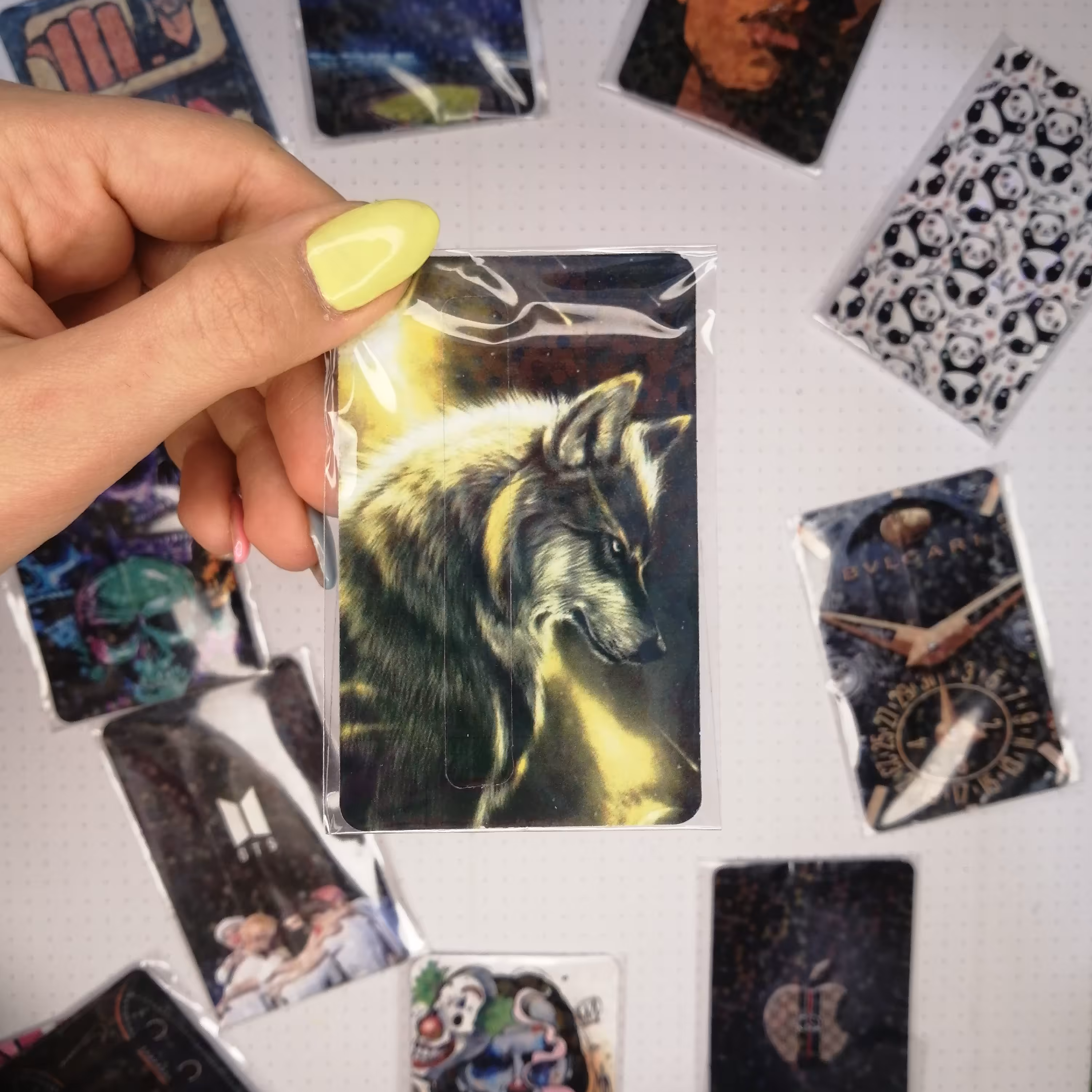 برچسب کارت استیکر کارت بانکی کارت مترو کارت اتوبوس کارت مخملی سه بعدی برجسته اکلیلی کارت 3 گرگ 