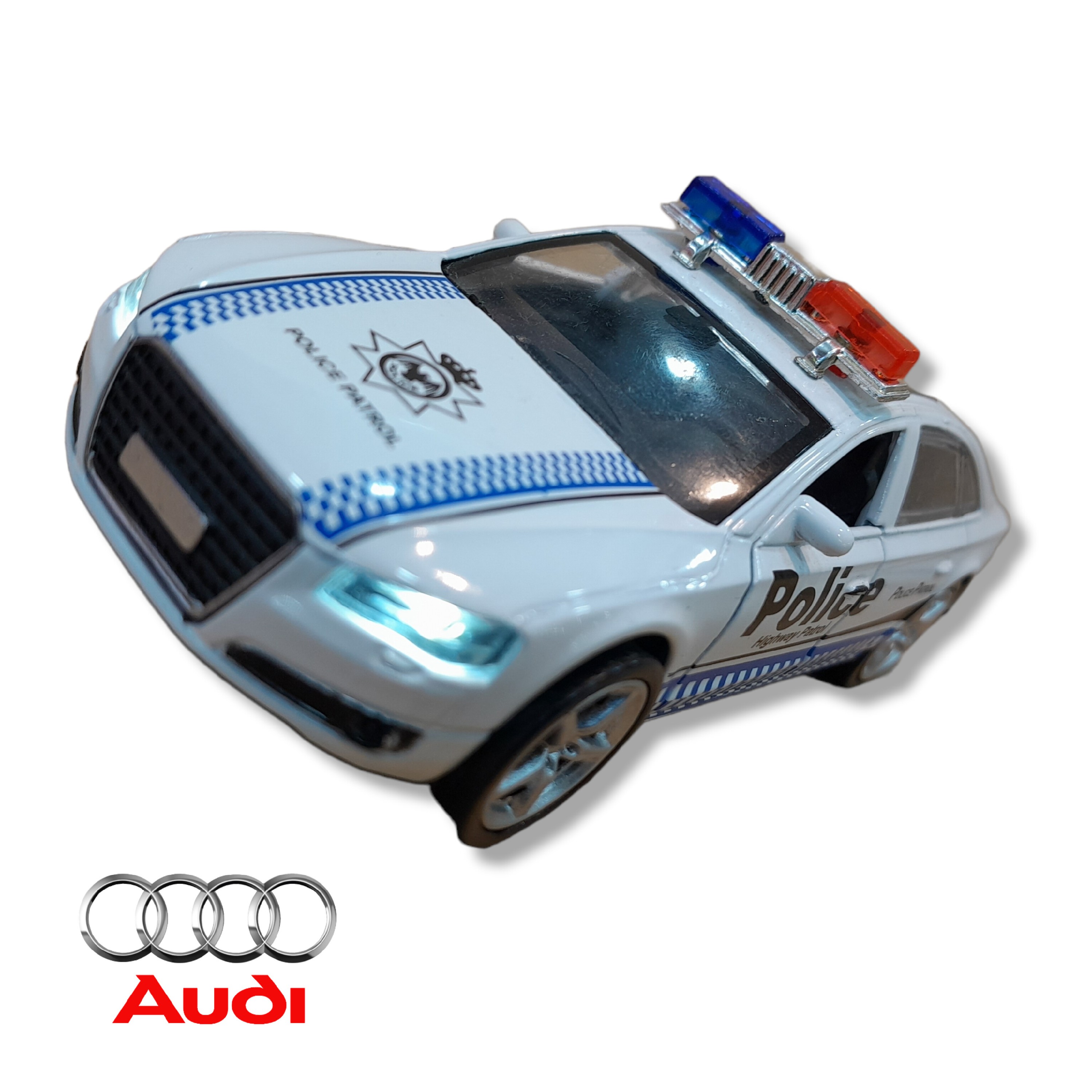 ماشین آئودی پلیس فلزی سفیدموزیکال چراغدار Audi