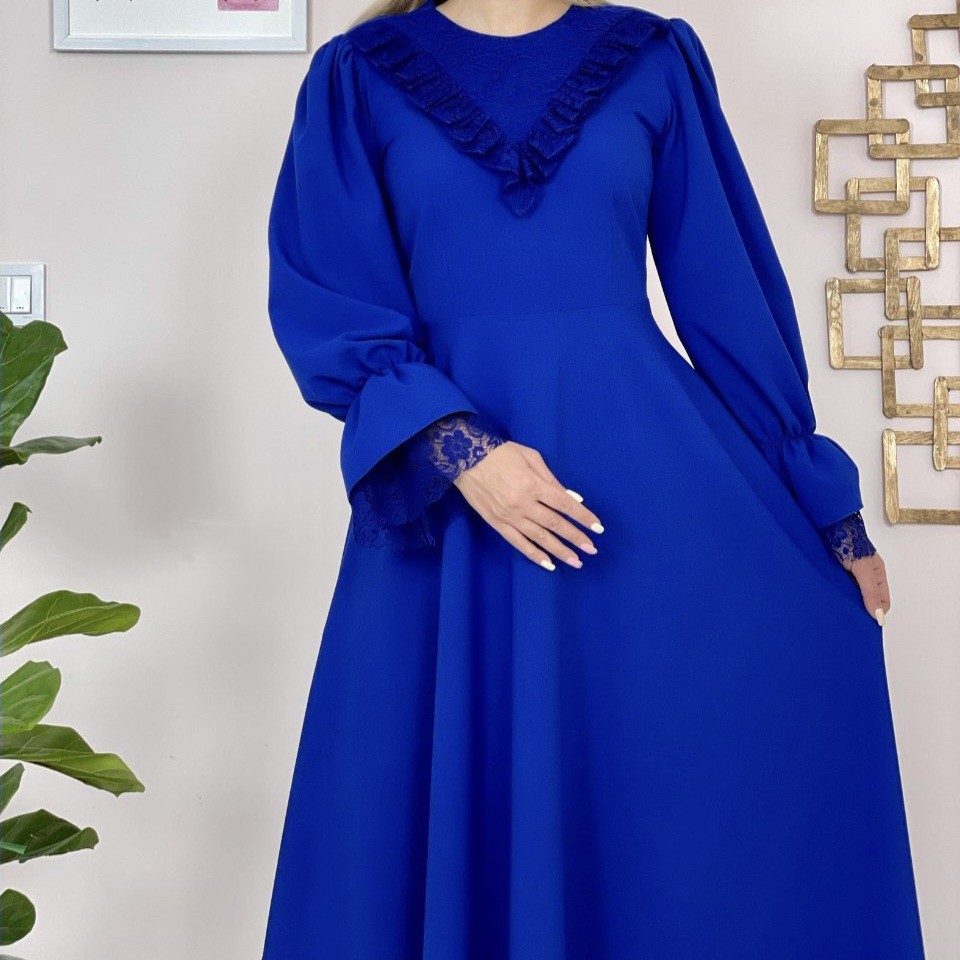پیراهن بلند ماکسی عروسکی سایز 38 تا 48 مشکی و آبی کاربنی