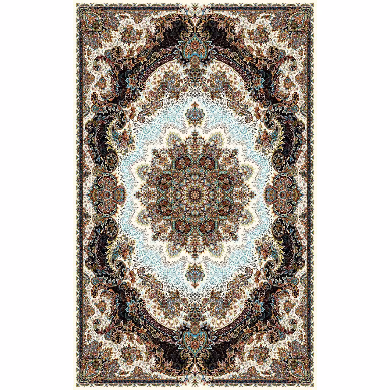 فرش طرح ژاله کرم رنگ 700 شانه 12 متری