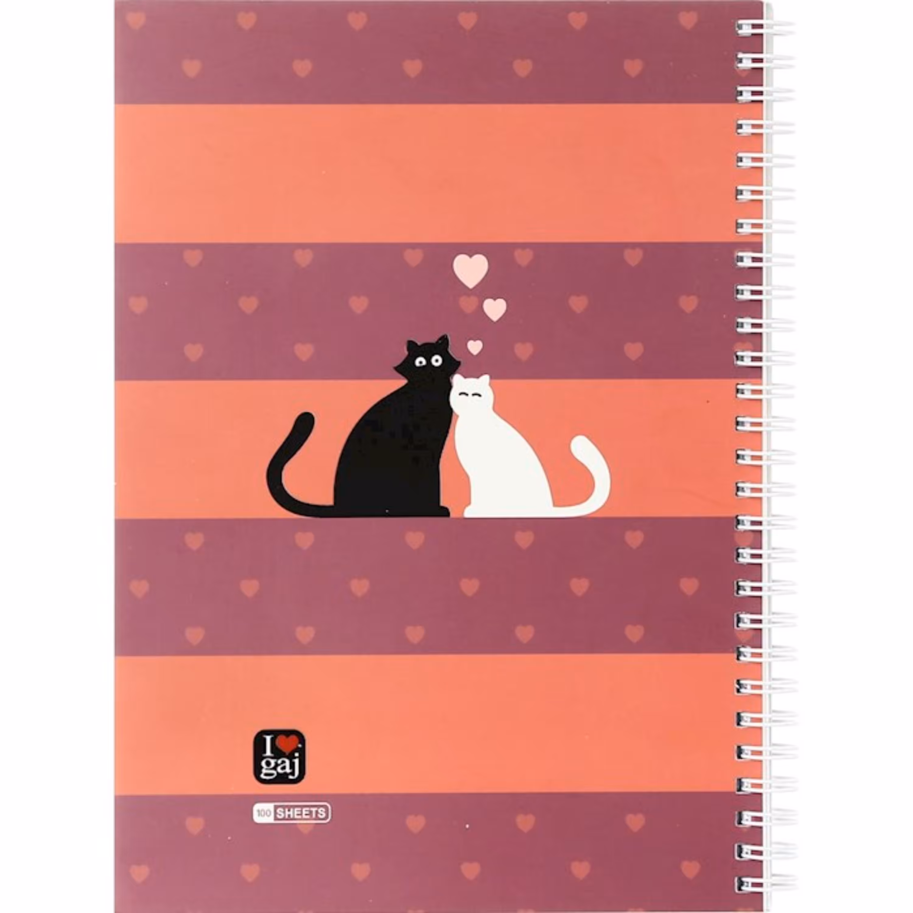 دفتر سیمی 100 برگ گاجکو طرح گربه گلبهی و بنفش 