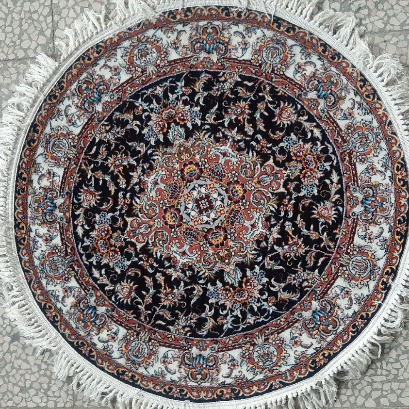قالیچه دایره گرد سورمه ای ندا 700 شانه اصل یک در یک صددرصد نخ اکریلیک باکیفیت بالا ارسال پس کرایه