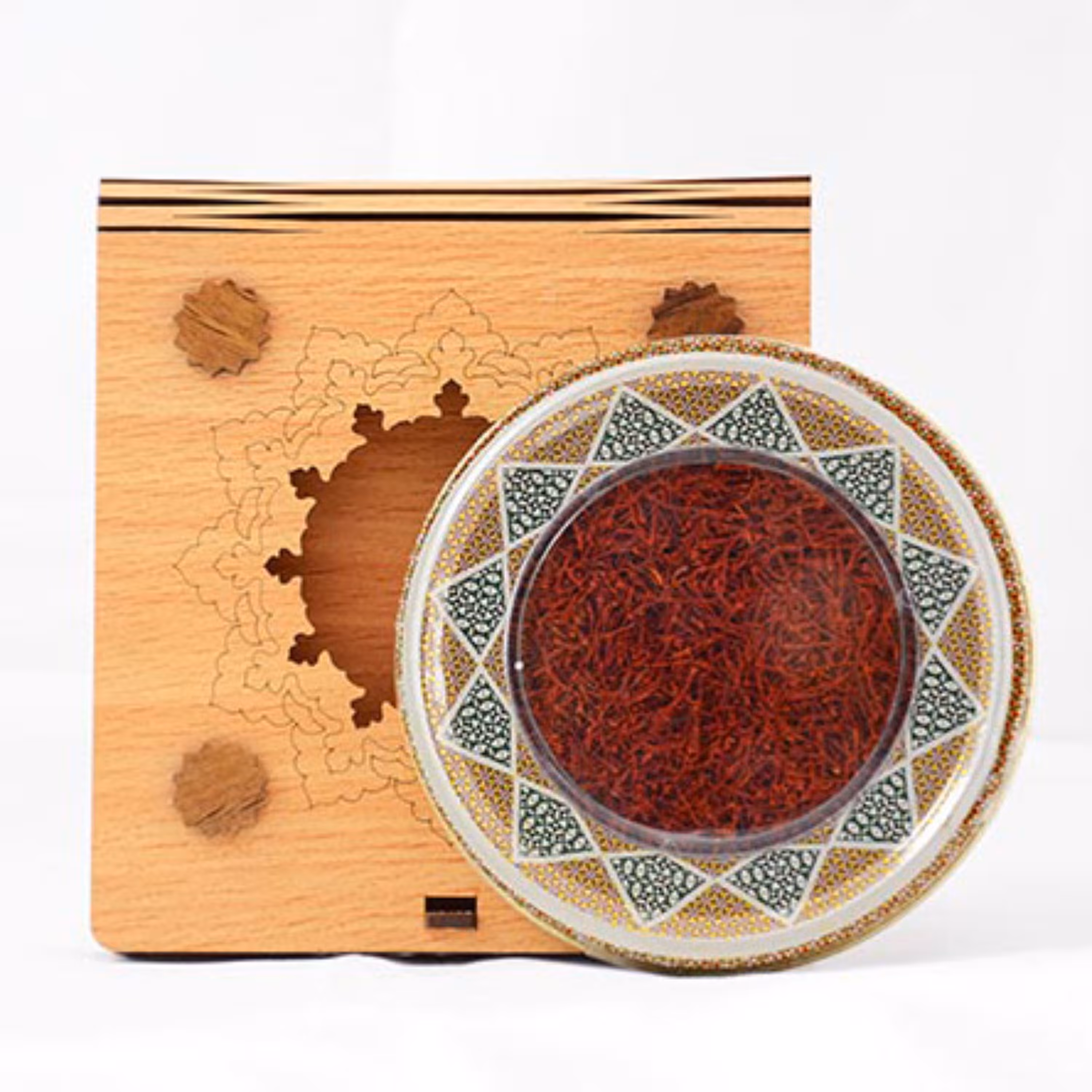 زعفران 1 مثقالی - طرح خاتم چوبی