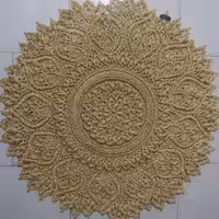 فرشینه گرد دستباف مدل شاخ و برگ