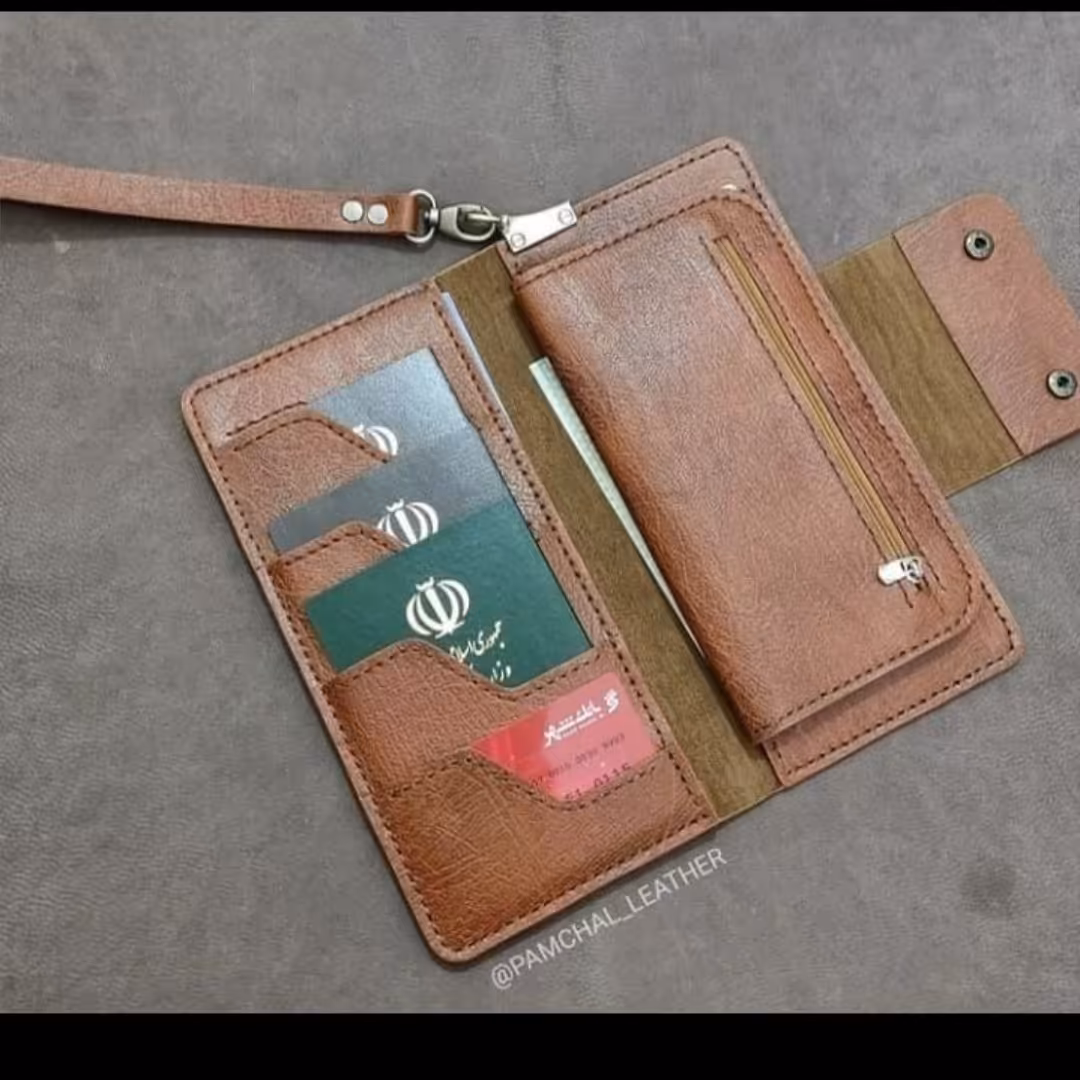 کیف پول پاسپورتی چرمی