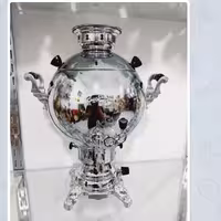 سماور 6لیتری جهان نما  ساده گازی برنجی با پوشش نیکل کرم از تولید ب مصرف