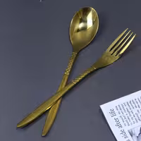 سرویس قاشق و چنگال 24 نفره یونیک دهنه اروپایی طلایی ، ارزان سرای غرب بانه