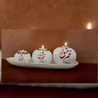 جاشمعی وارمری تومی سه سایز به همراه سینی طرح زیبای غم عشق با قابلیت تغییر رنگ به دلخواه مشتری