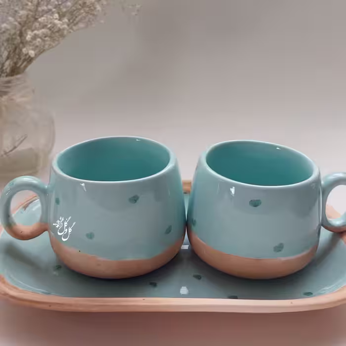 سِت  دو نفره فنجان و دیس سرامیکی ماجولیکا(هزینه ارسال پس کرایه)