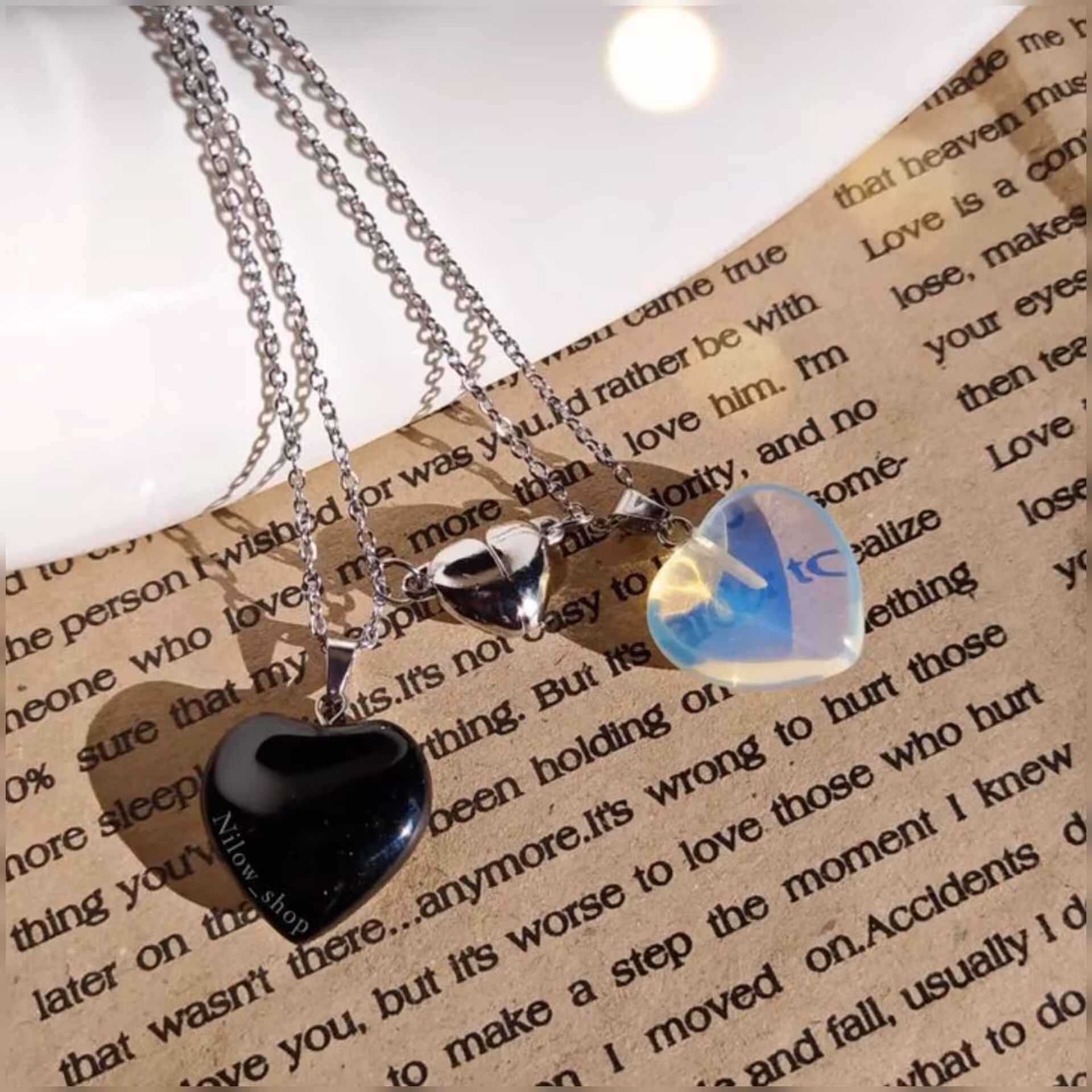 گردنبند ست سنگ قلبی