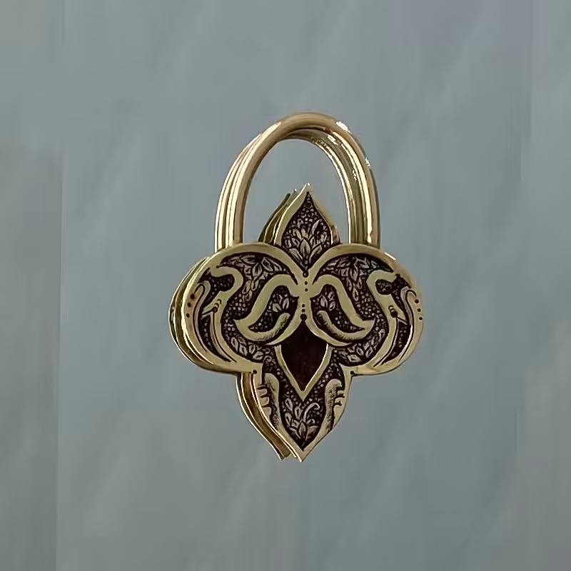 تابلو قفل برنجی دستساز قلمزنی 6